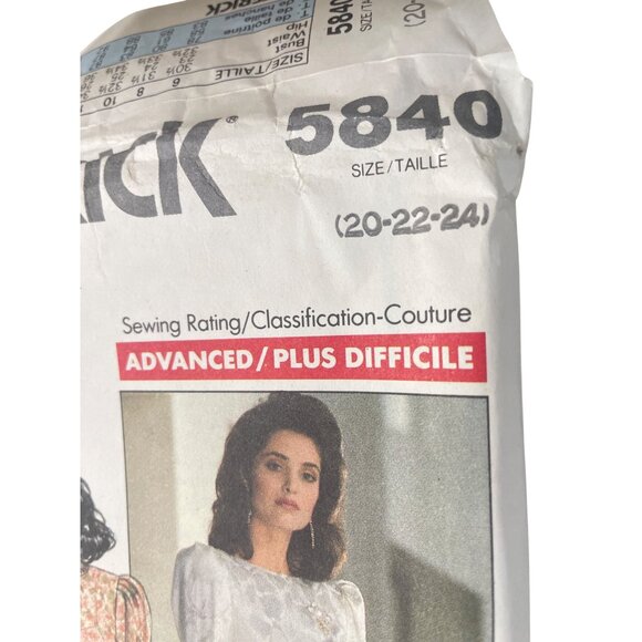 Butterick 5840 Richard Warren Sewing Pattern 20-22-24 Tunic Dress Downton UNCUT - Picture 2 of 6